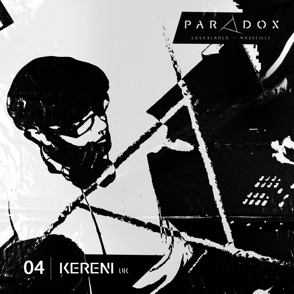 black and white paradox techno podcast cover number 04 with KERENI