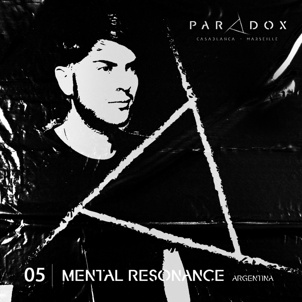 black and white paradox techno podcast cover number 05 with MENTAL RESONANCE