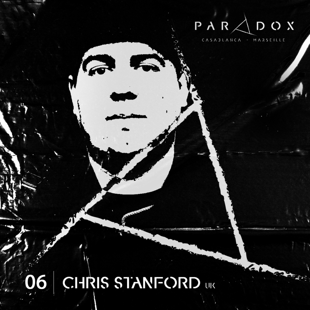 black and white paradox techno podcast cover number 06 with CHRIS STANFORD