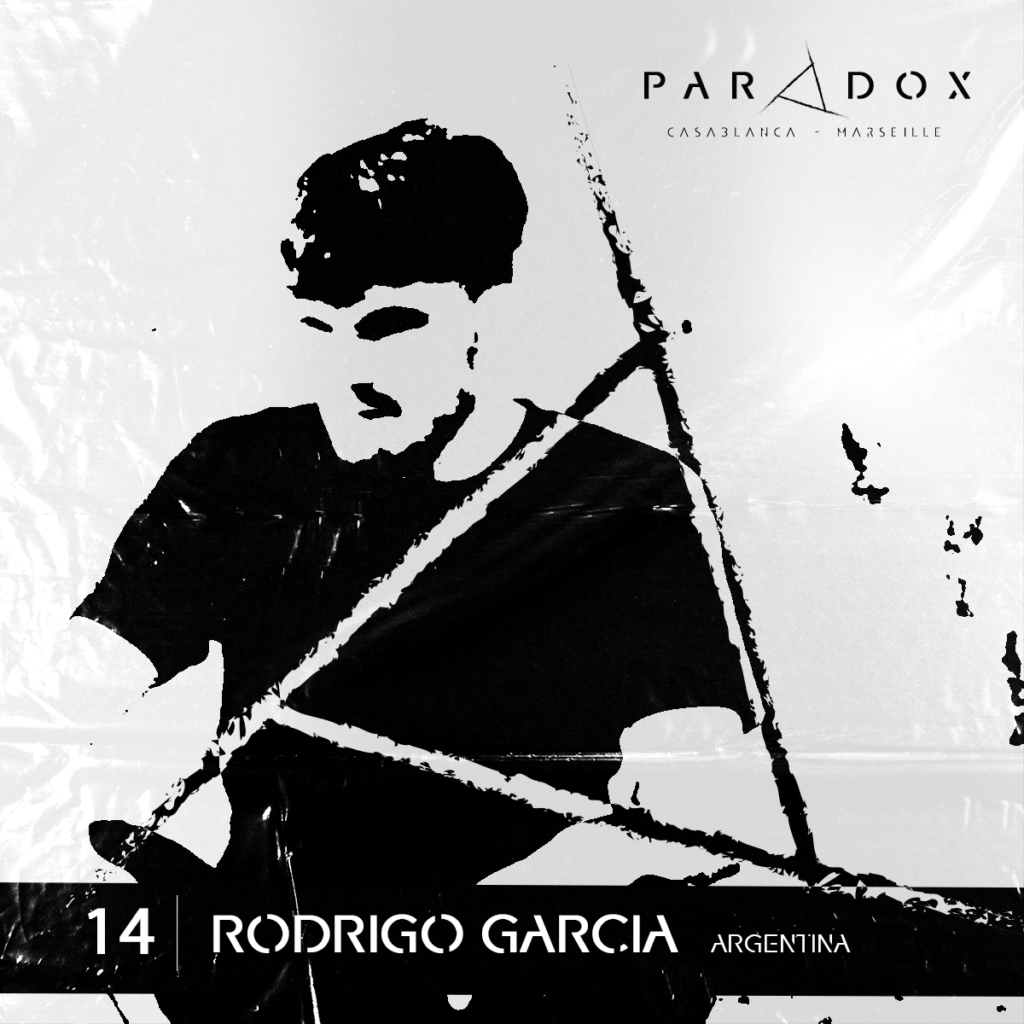 black and white paradox techno podcast cover number 14 with RODRIGO GARCIA