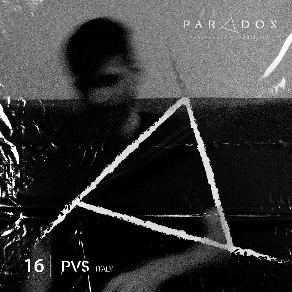 black and white paradox techno podcast cover number 16 with PVS