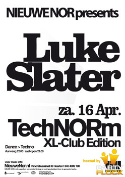 Poster of Technorm event from NIEUWENOR with Luke Slater
