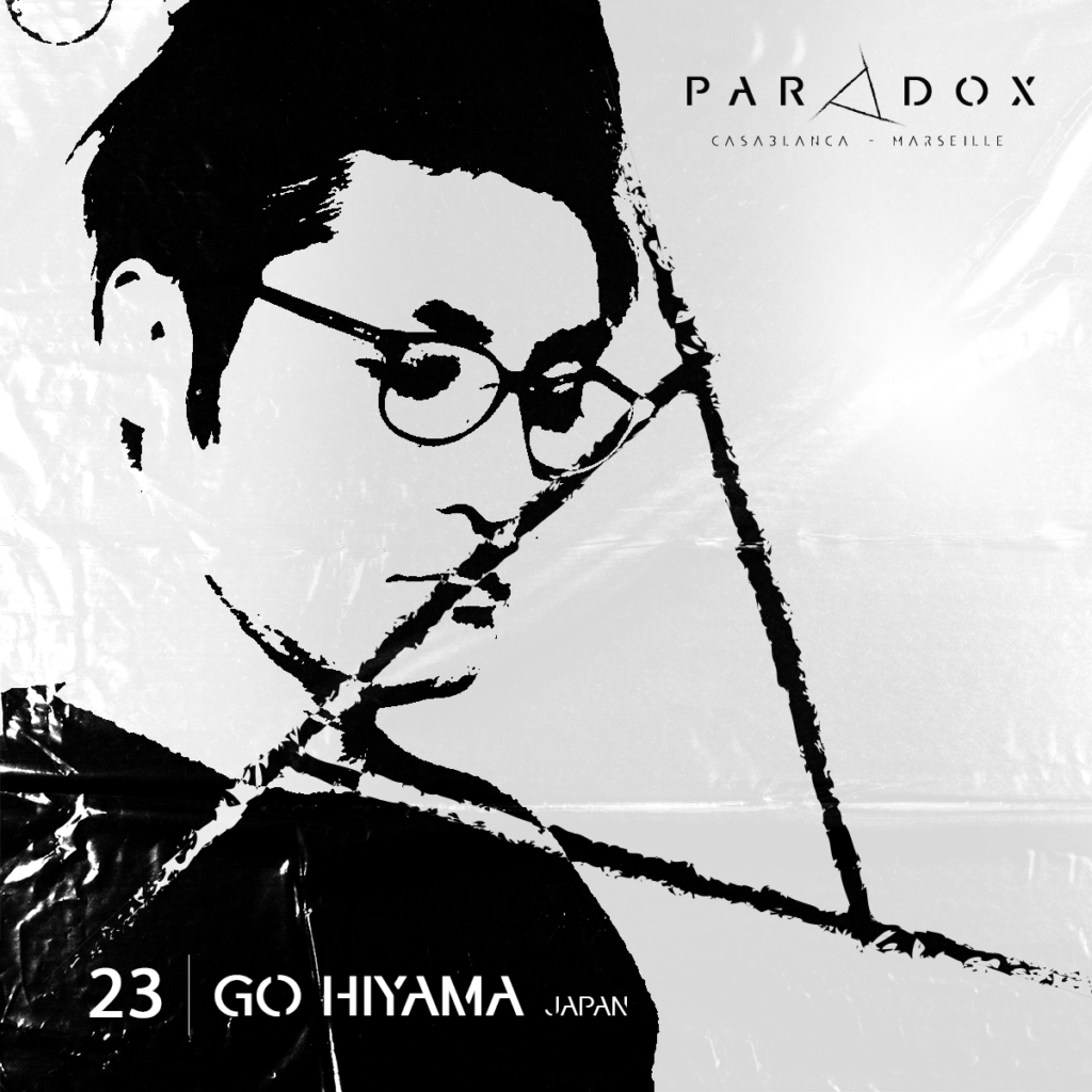 black and white paradox techno podcast cover number 23 with GO HIYAMA