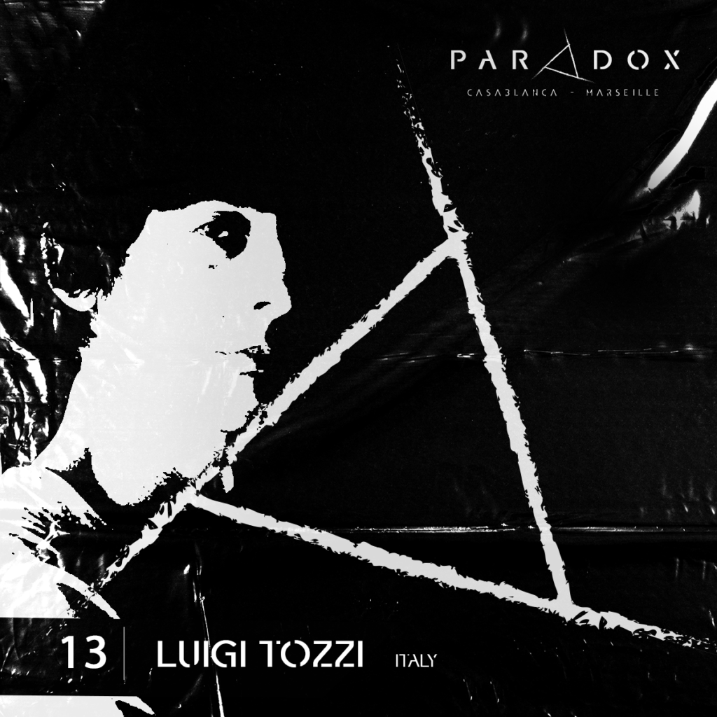 black and white paradox techno podcast cover number 13 with LUIGI TOZZI