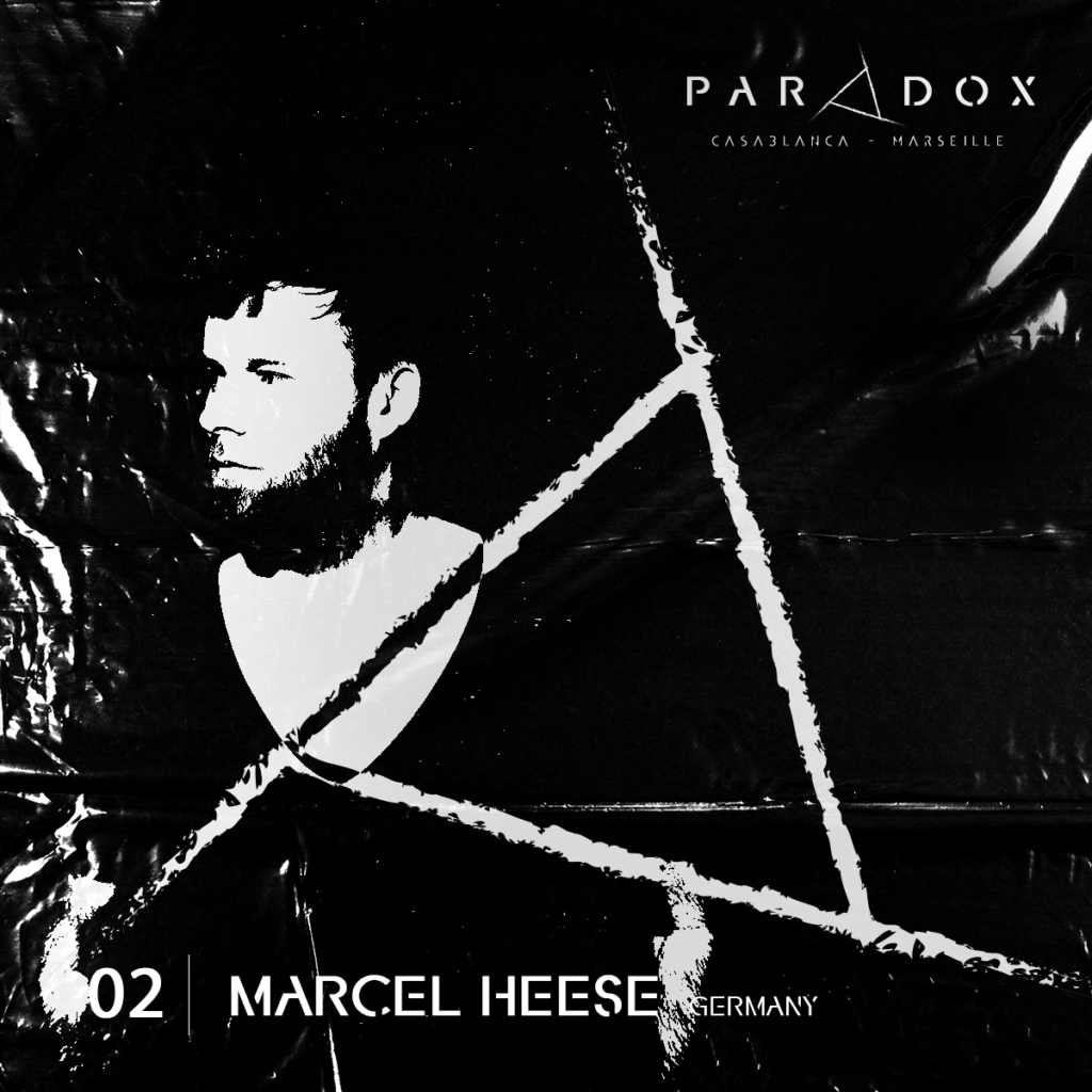 black and white paradox techno podcast cover number 02 with MARCEL HEESE