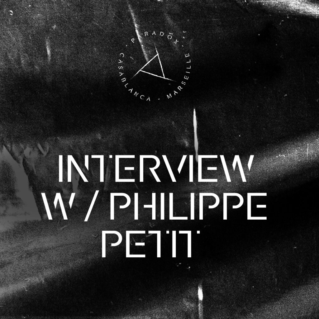 black and white cover of paradox techno interview with PHILIPPE PETIT