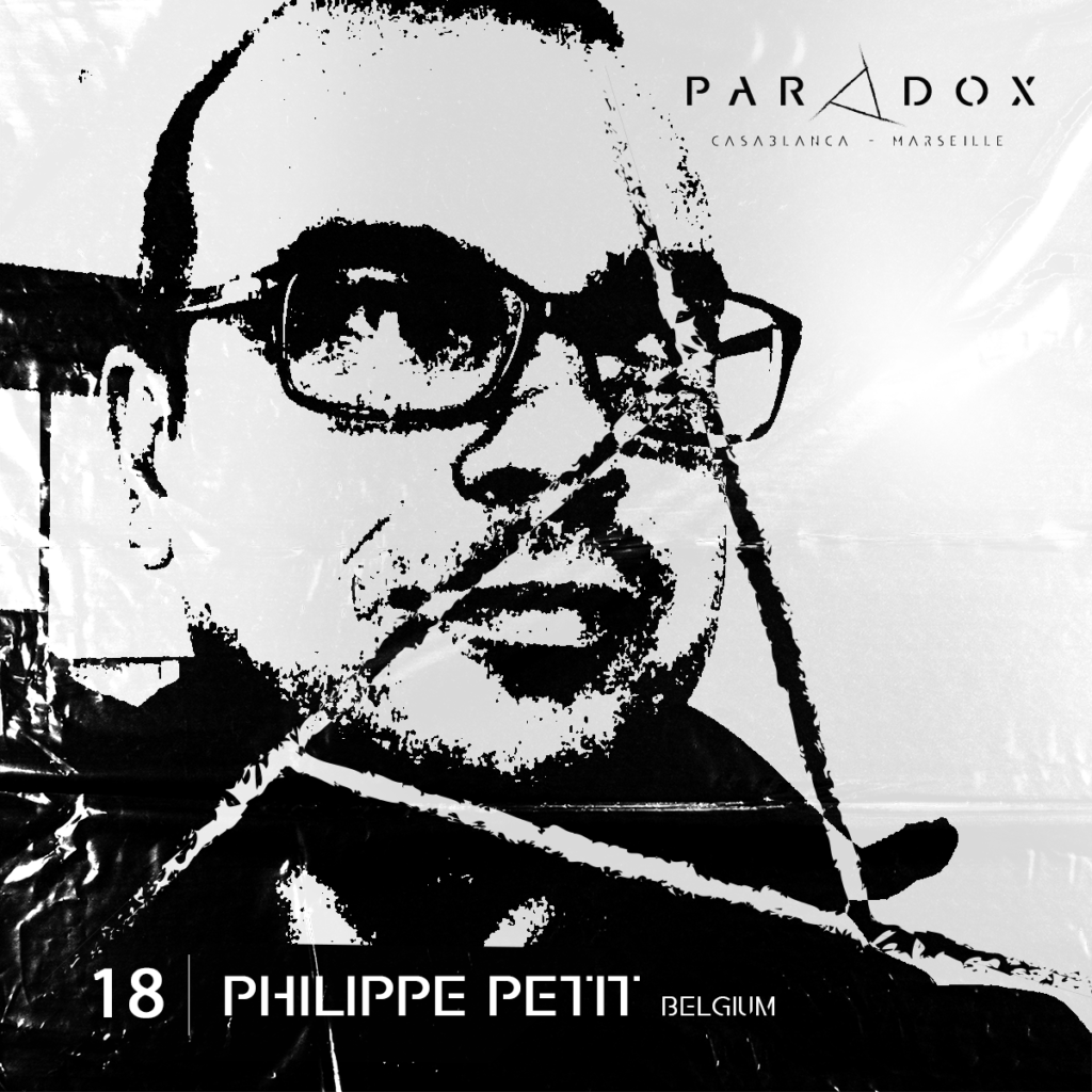 black and white paradox techno podcast cover number 18 with PHILIPPE PETIT