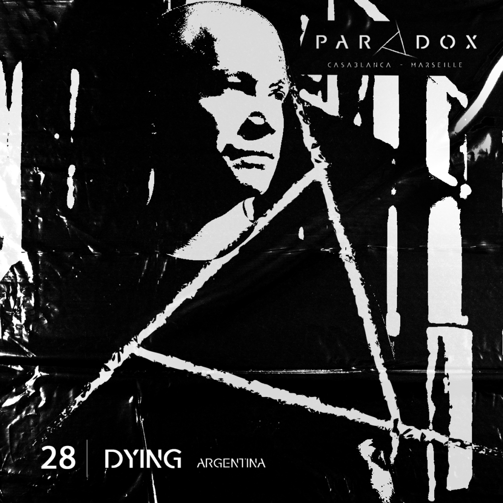 black and white paradox techno podcast cover number 28 with DYING