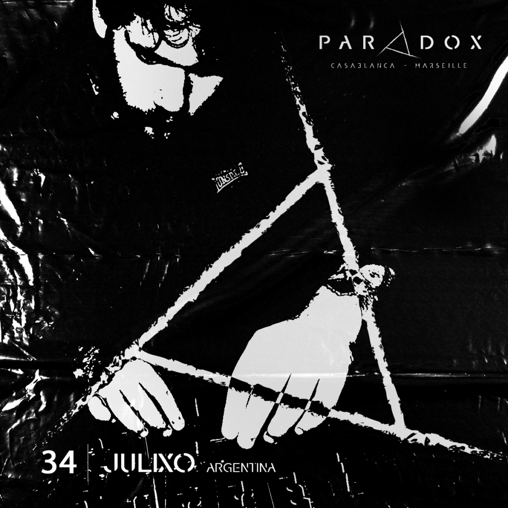 black and white paradox techno podcast cover number 34 with JULIXO