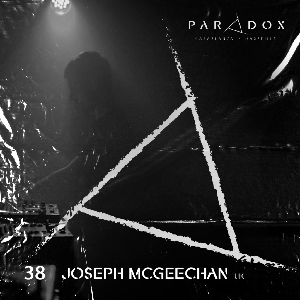 black and white paradox techno podcast cover number 38 with JOSEPH McGEECHAN