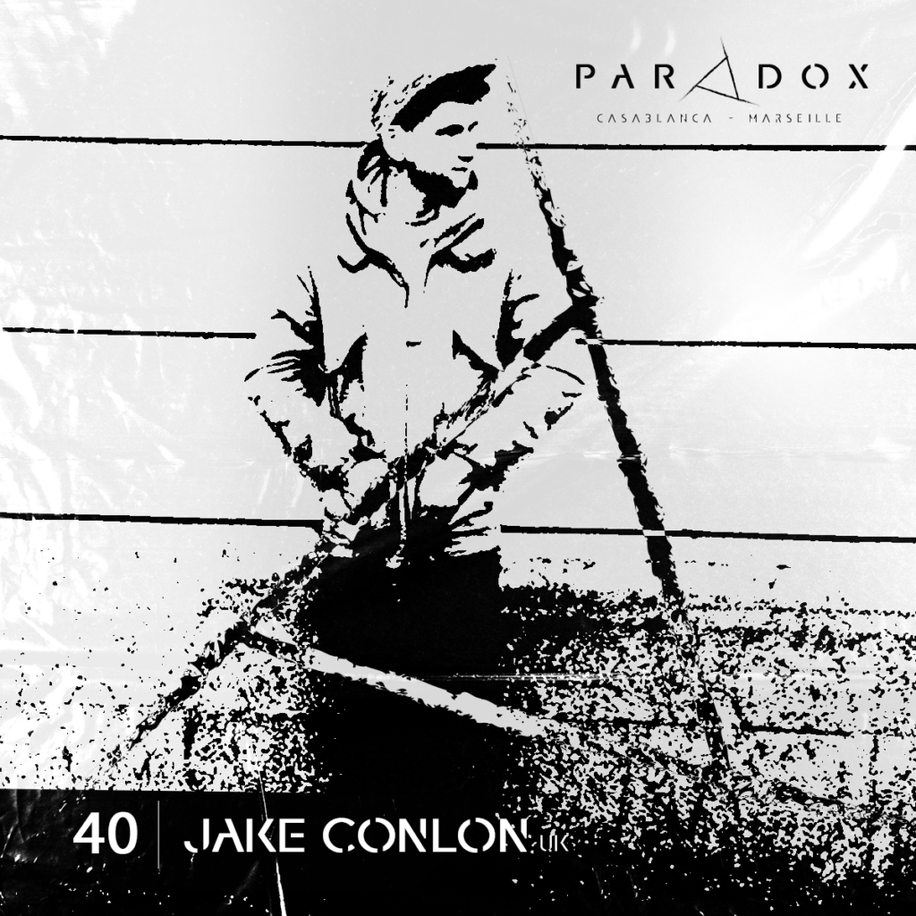 black and white paradox techno podcast cover number 40 with JAKE CONLON