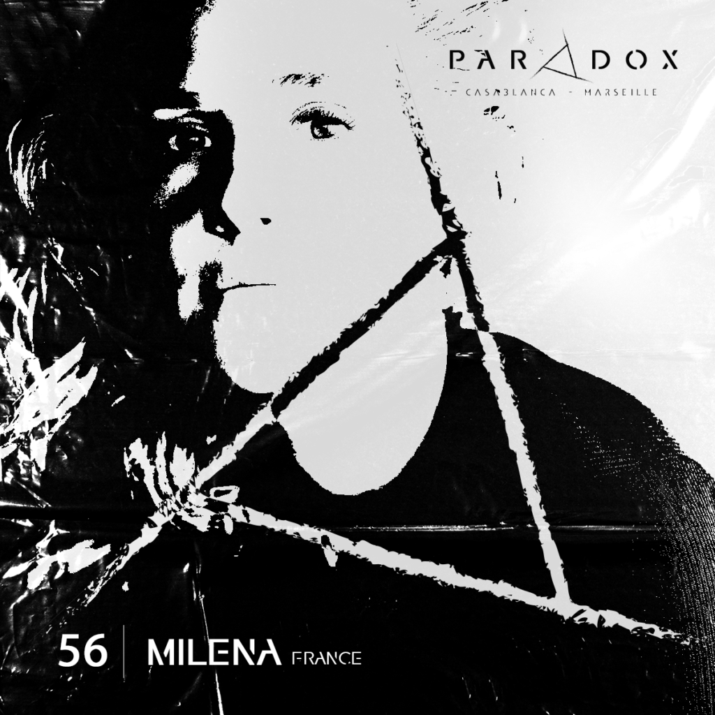 black and white paradox techno podcast cover number 56 with MILENA