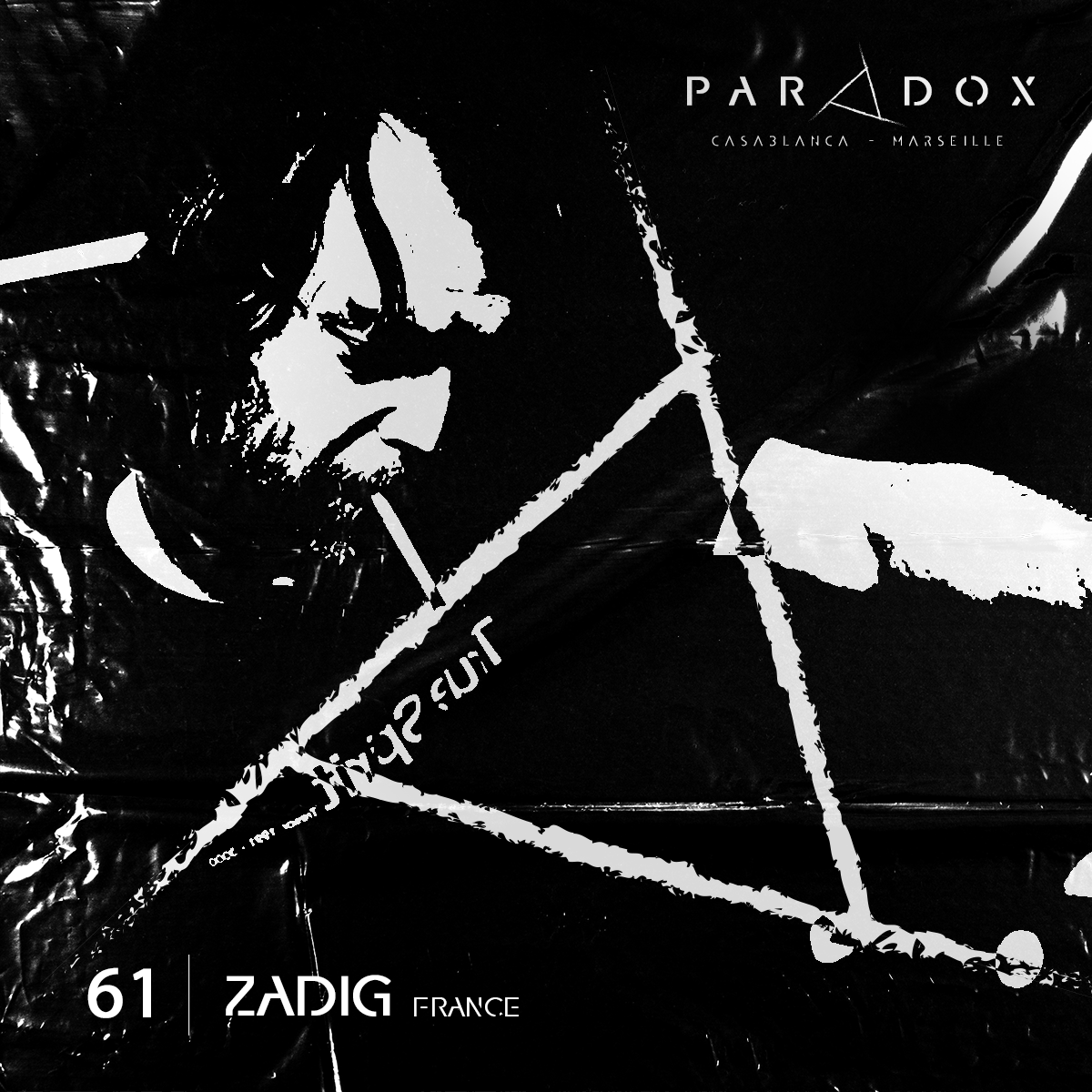 black and white paradox techno podcast cover number 61 with ZADIG