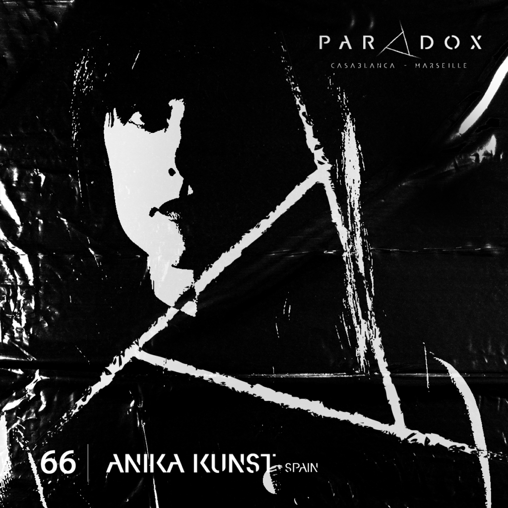 black and white paradox techno podcast cover number 66 with ANIKA KUNST