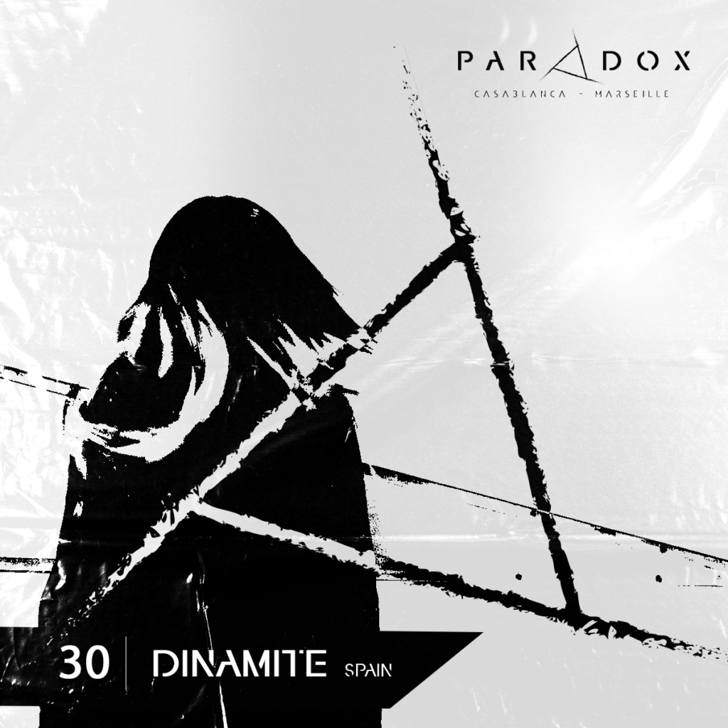 black and white paradox techno podcast cover number 30 with DINAMITE