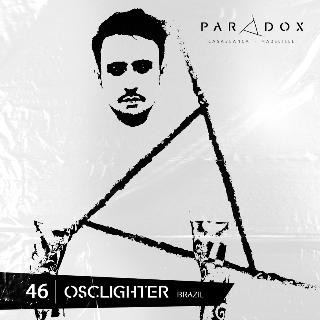 black and white paradox techno podcast cover number 46 with OSCLIGHTER