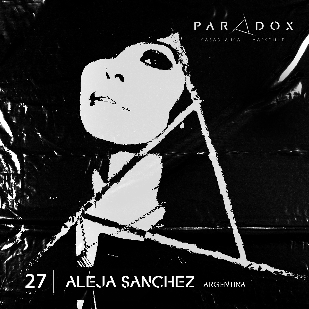 black and white paradox techno podcast cover number 27 with ALEJA SANCHEZ