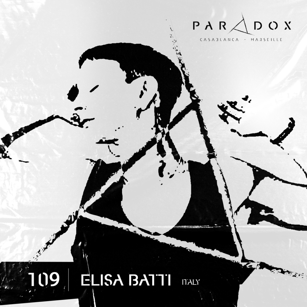 black and white paradox techno podcast cover number 109 with ELISA BATTI