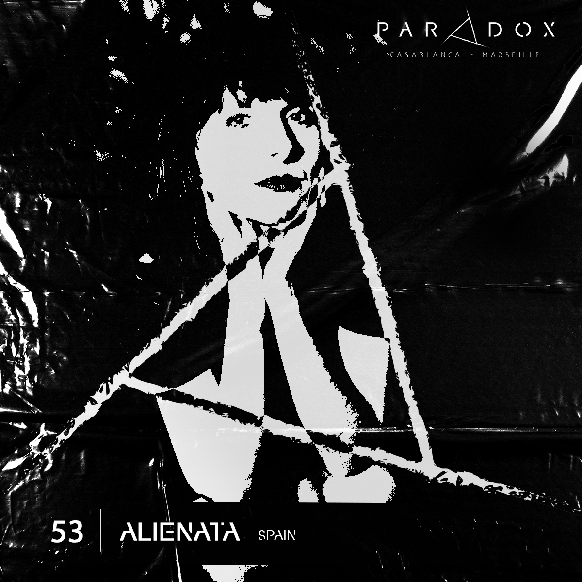 Cover of Paradox techno podcast number 53 with ALIENATA