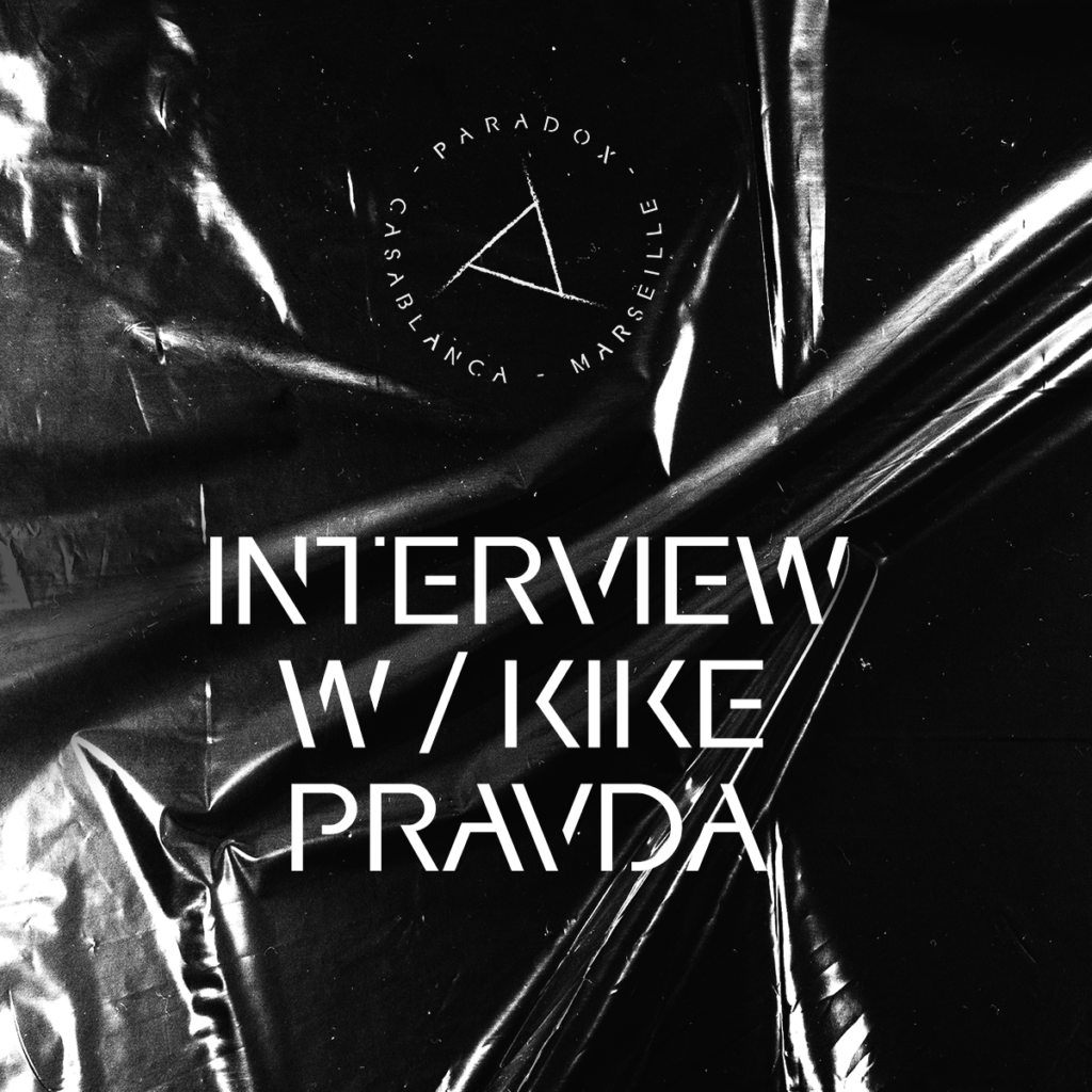 black and white cover of paradox techno interview with KIKE PRAVDA