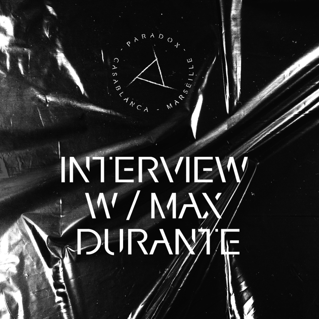 black and white cover of paradox techno interview with MAX DURANTE