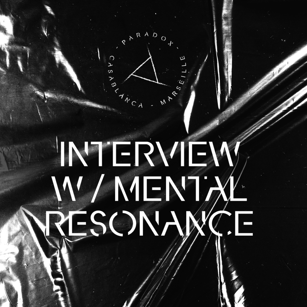 black and white cover of paradox techno interview with MENTAL RESONANCE