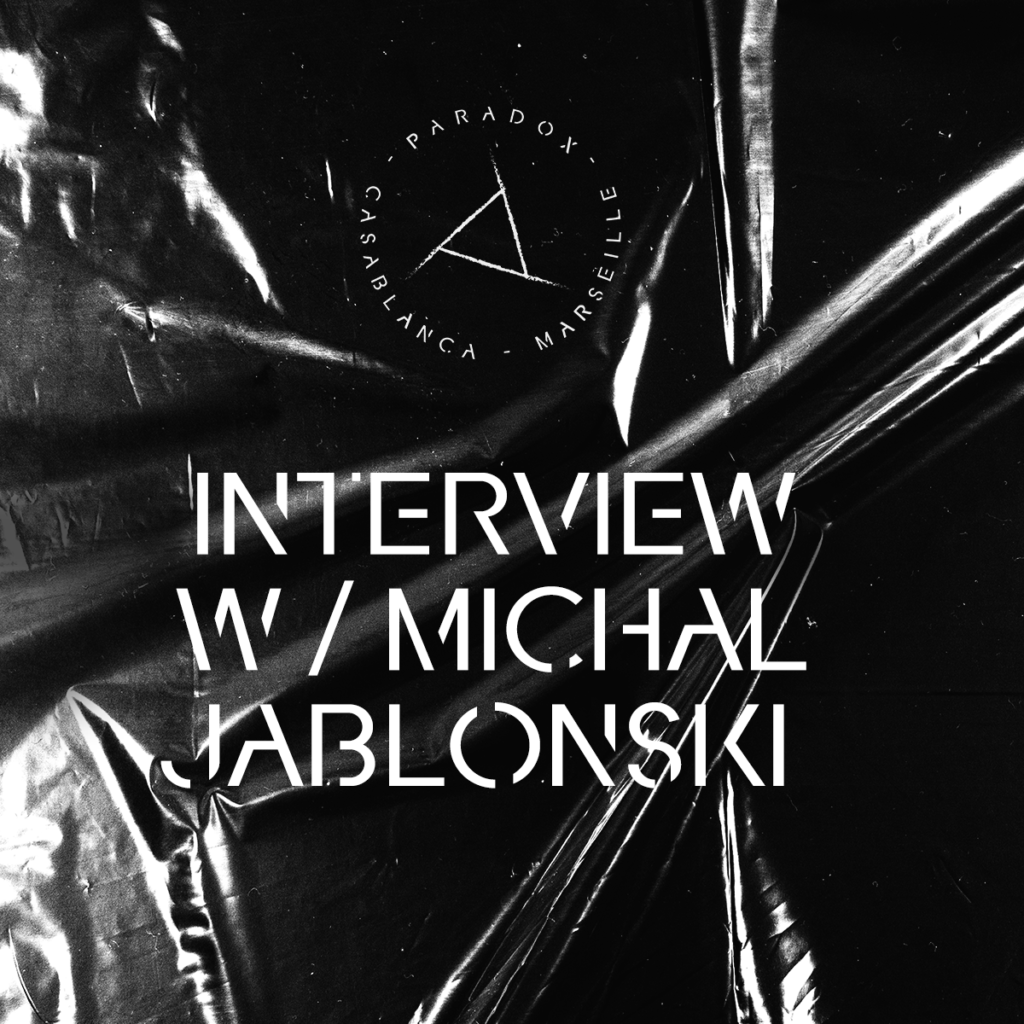 black and white cover of paradox techno interview with MICHAL JABLONSKI