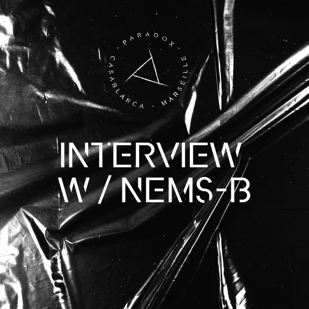 black and white cover of paradox techno interview with NEMS-B