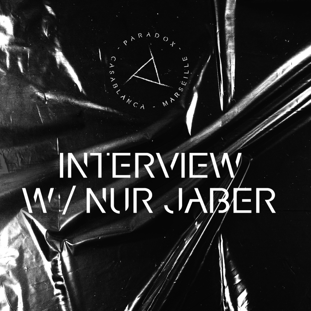 black and white cover of paradox techno interview with NUR JABER