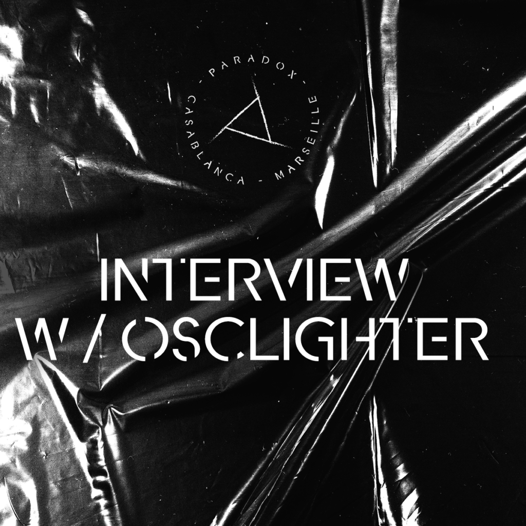 black and white cover of paradox techno interview with OSCLIGHTER