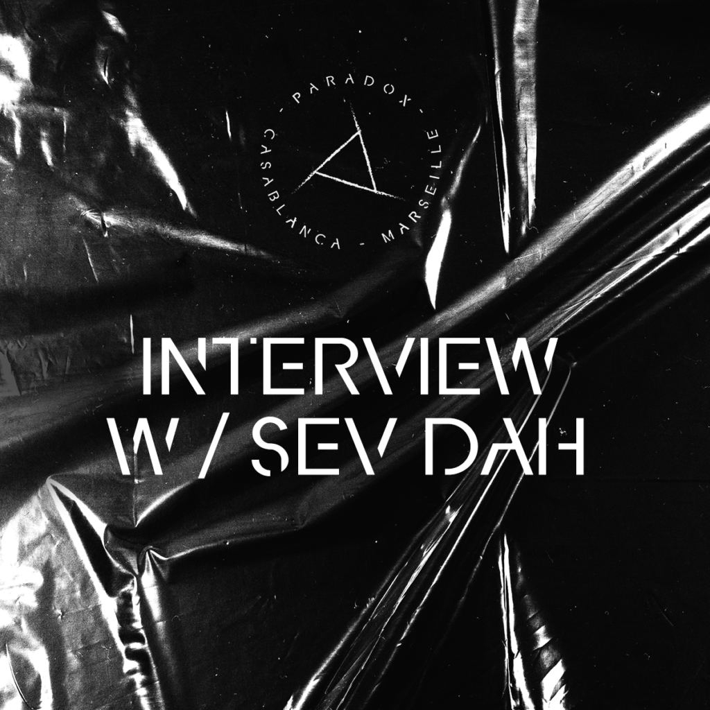 black and white cover of paradox techno interview with SEV DAH