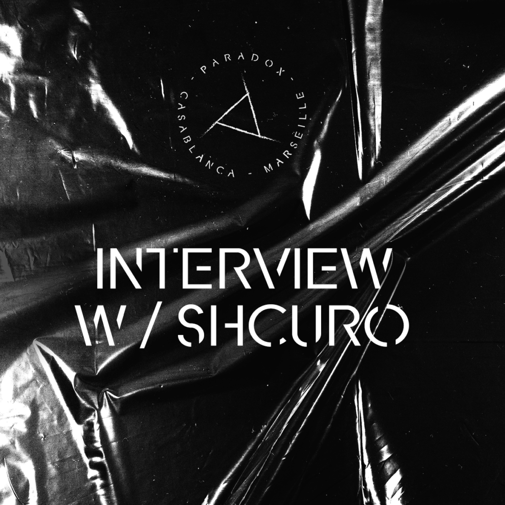 black and white cover of paradox techno interview with SHCURO