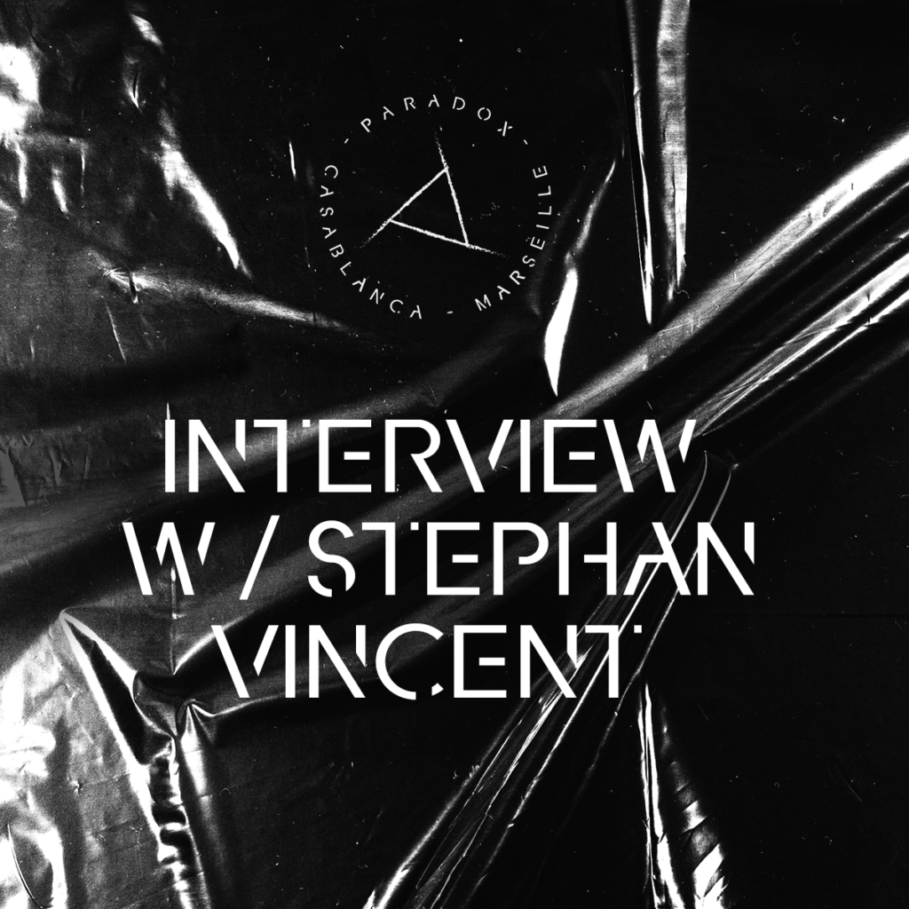 black and white cover of paradox techno interview with STEPHAN VINCENT