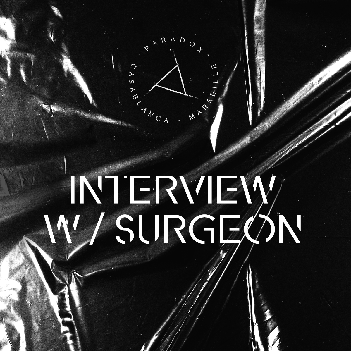 black and white cover of paradox techno interview with SURGEON