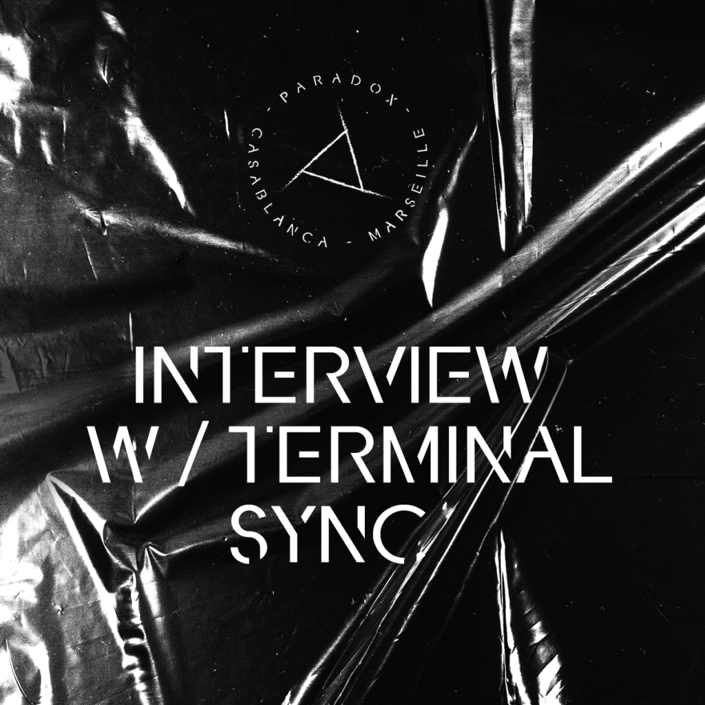 black and white cover of paradox techno interview with TERMINAL SYNC