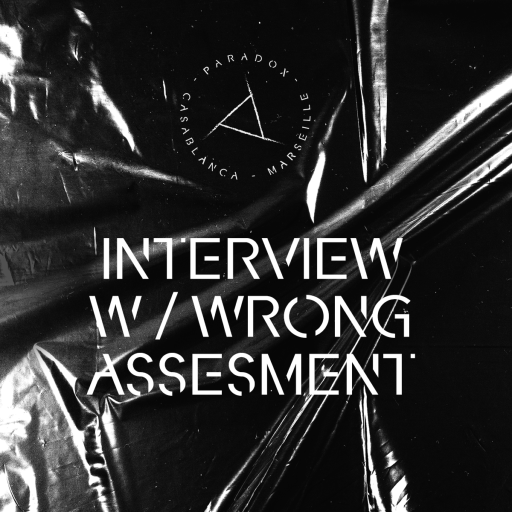black and white cover of paradox techno interview with WRONG ASSESSMENT