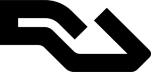 black logo in a twisted shape