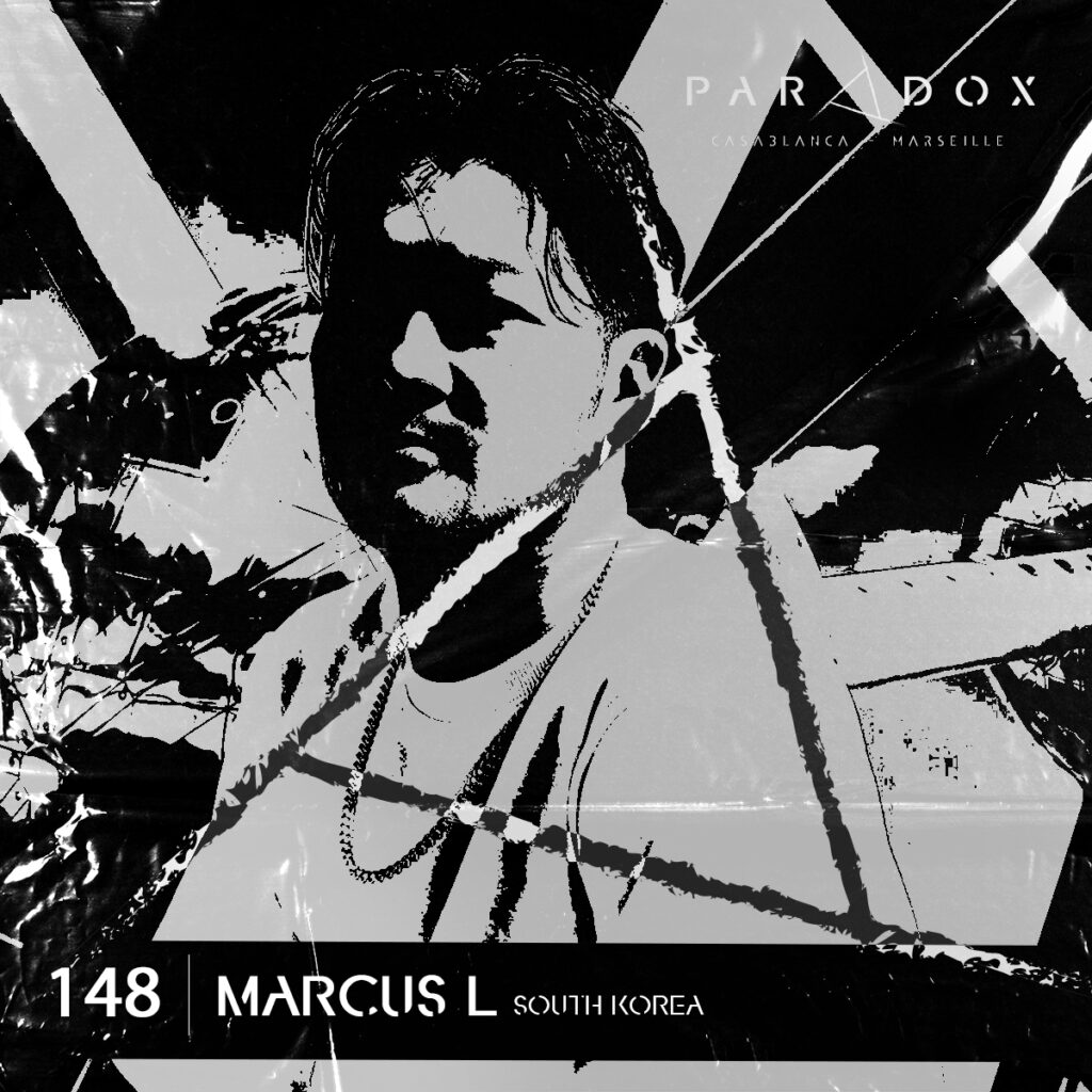 Black and white picture of Marcus L, cover of Paradox techno's Podcast number 148
