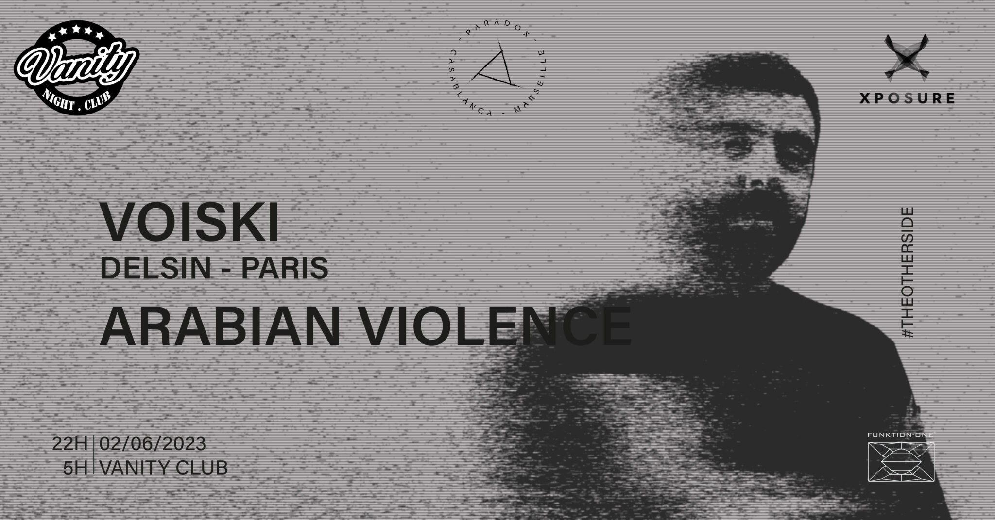 Artwork of Paradox event with VOISKI and ARABIAN VIOLENCE on June 2, 2023 at Vanity Club