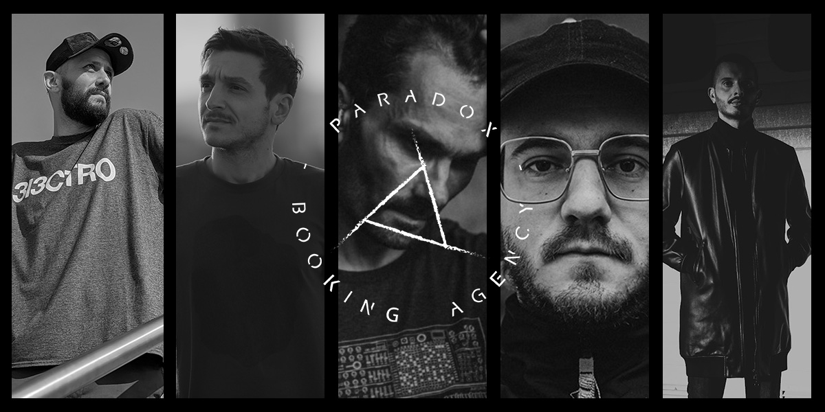 Picture of Paradox Booking Agency's artists with ELYAS, MOTEKA, PAUL NAZCA, AMOUR NOIR and NEMS-B