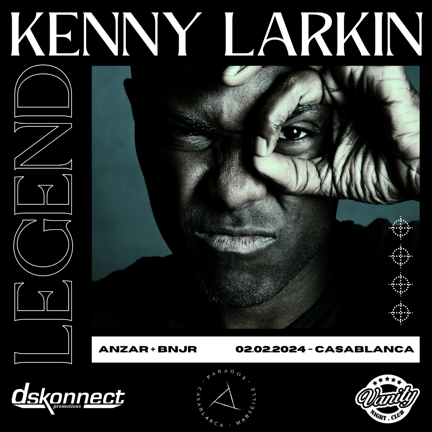 Artwork of Paradox event with Kenny Larkin on Feb 2, 2024 at Vanity Club